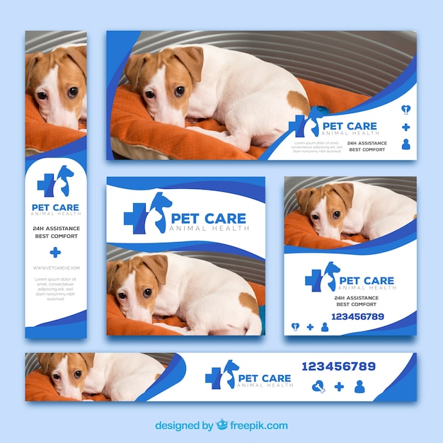 Set of veterinary banners | Free Vector