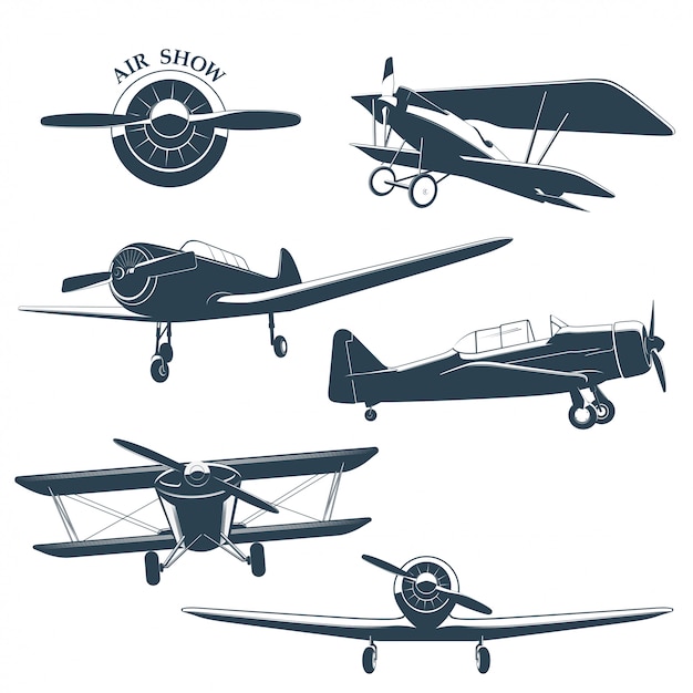 Download Premium Vector | Set of vintage airplane illustration