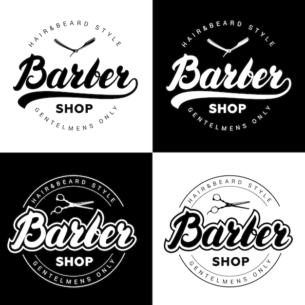 Download Free Set Of Vintage Barber Shop Logos With Hand Written Lettering Use our free logo maker to create a logo and build your brand. Put your logo on business cards, promotional products, or your website for brand visibility.