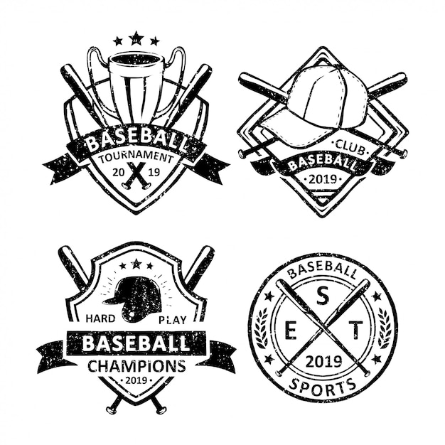 Set of vintage baseball badges, emblems and logo Premium Vector