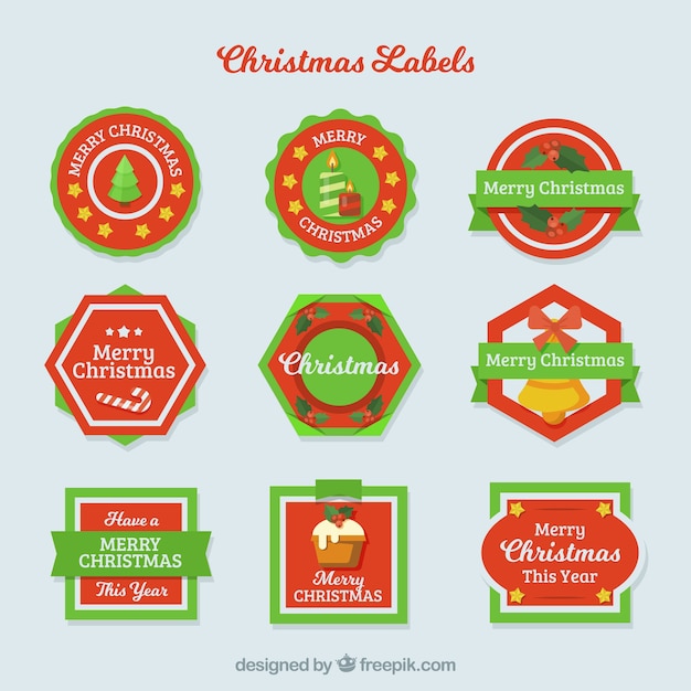 Free Vector | Set of vintage christmas stickers