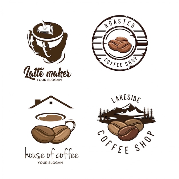 Download Set of vintage coffee logo Vector | Premium Download
