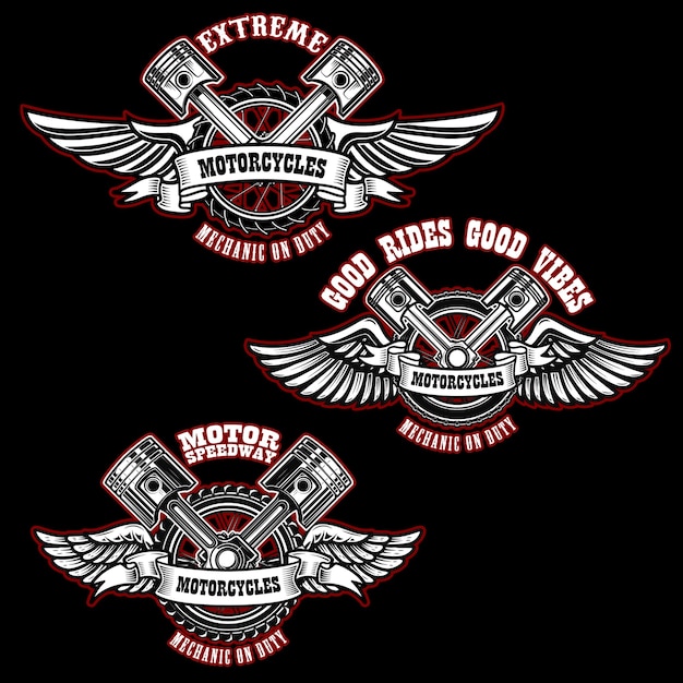 Premium Vector | Set of vintage custom motorcycle emblems