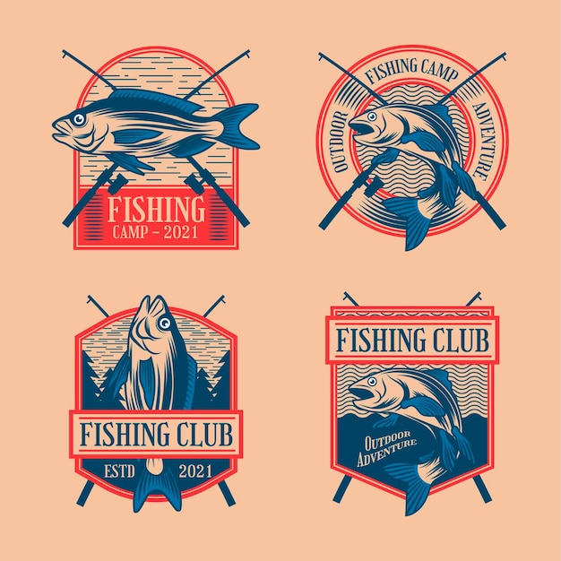 Free Vector | Set of vintage fishing badges