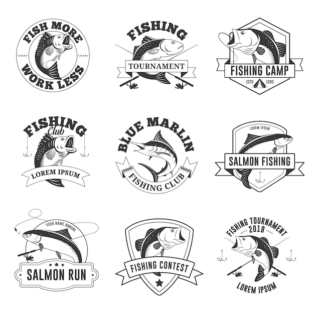 Premium Vector | Set of vintage fishing badges