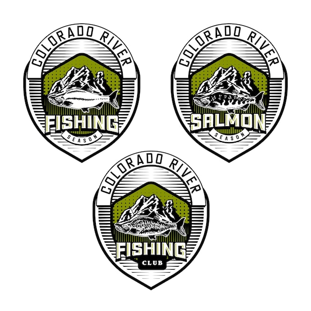 Premium Vector | Set of vintage fishing club badge emblem