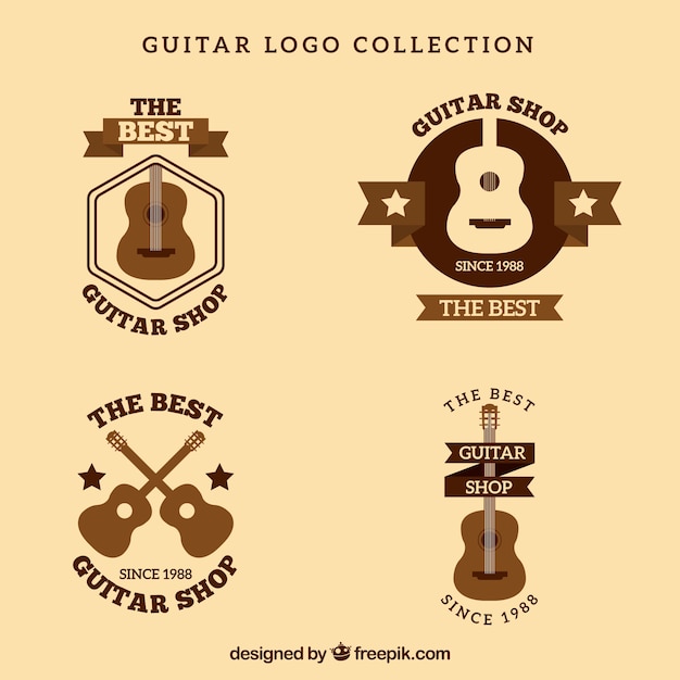 Set of vintage guitars logos | Free Vector
 Vintage Music Logos