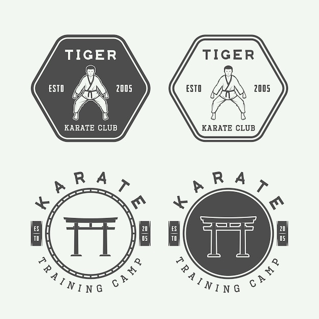 Download Free Set Of Vintage Karate Or Martial Arts Logo Emblem Badge Label Use our free logo maker to create a logo and build your brand. Put your logo on business cards, promotional products, or your website for brand visibility.