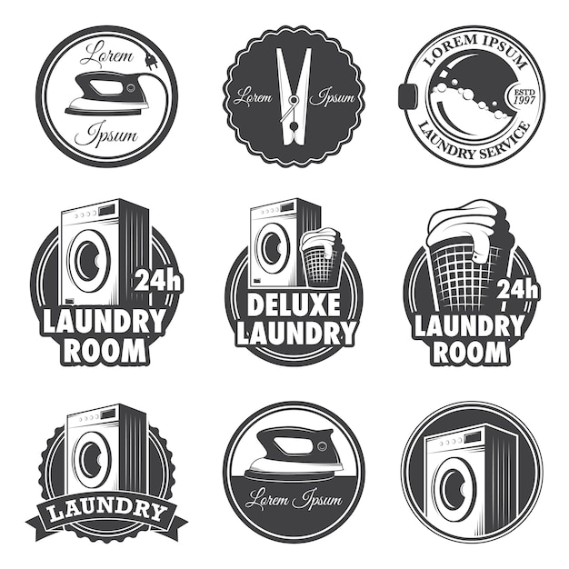 Download Free Vector | Set of vintage laundry emblems, labels and ...
