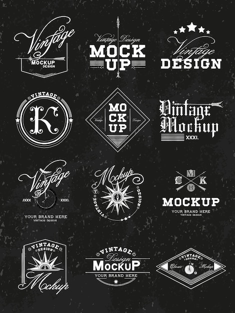Download Set of vintage mockup logo design vector Vector | Free Download