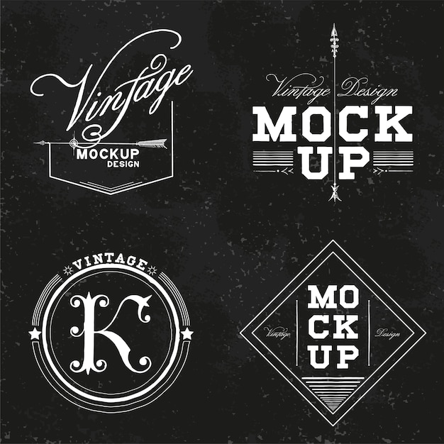 Download Set of vintage mockup logo design vector | Free Vector