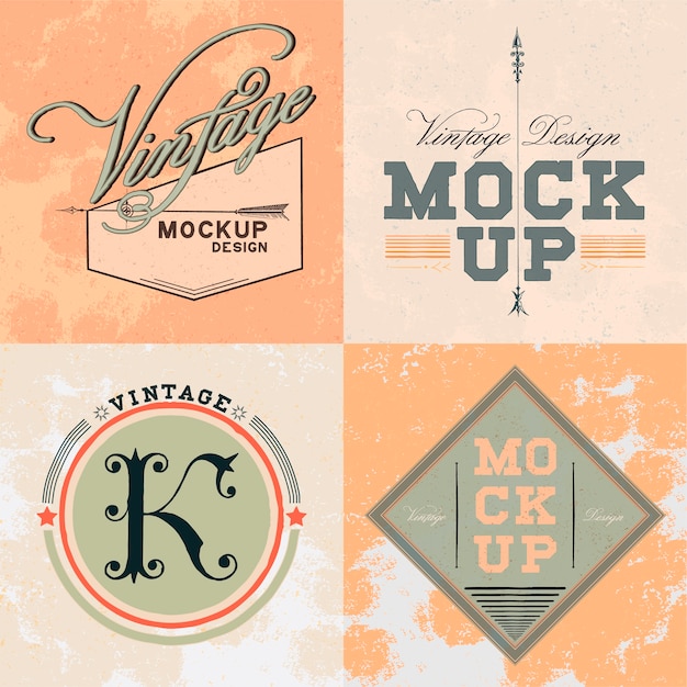 Download Free Vector | Set of vintage mockup logo design vector