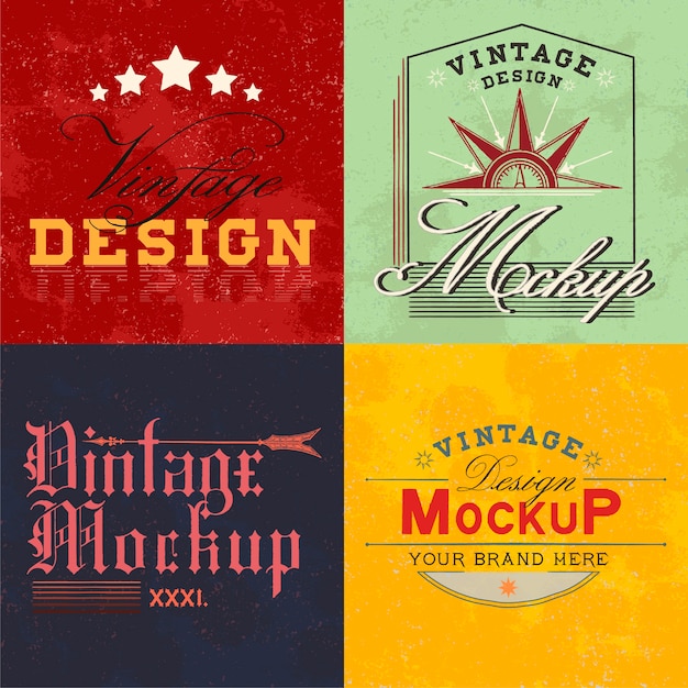 Download Set of vintage mockup logo design vector Vector | Free ...
