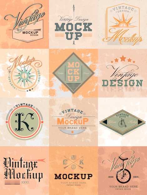 Set of vintage mockup logo design vector Vector | Free ...