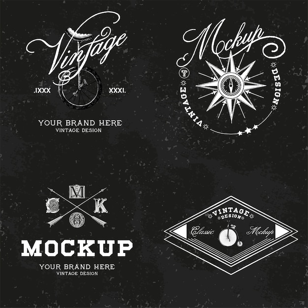 Set of vintage mockup logo design vector | Free Vector