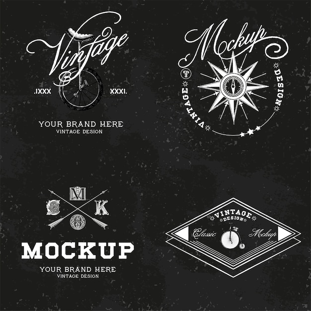 Download Set of vintage mockup logo design vector | Free Vector