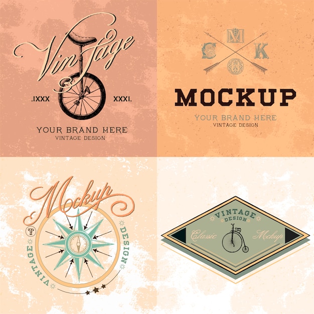 Download Free Vector Set Of Vintage Mockup Logo Design Vector