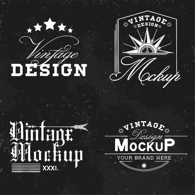 Download Free Vector | Set of vintage mockup logo design vector