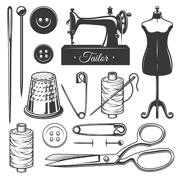 Download Free Set Of Vintage Monochrome Tailor Tools Premium Vector Use our free logo maker to create a logo and build your brand. Put your logo on business cards, promotional products, or your website for brand visibility.