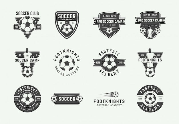 Set of vintage soccer or football logo | Premium Vector