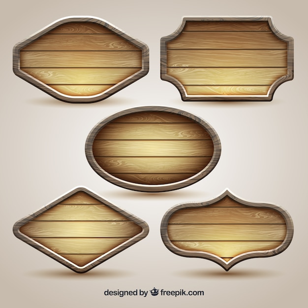 Free Vector | Set Of Vintage Wood Signs