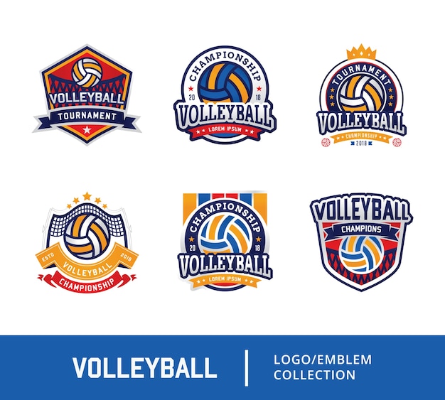 Premium Vector | Set of volleyball badge design logo emblem