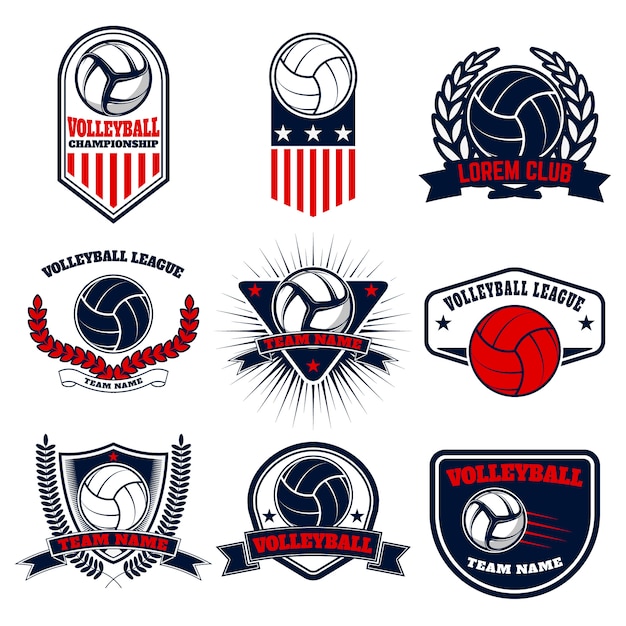 Download Free Set Of Volleyball Labels And Emblems Elements For Logo Label Use our free logo maker to create a logo and build your brand. Put your logo on business cards, promotional products, or your website for brand visibility.