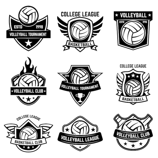 Premium Vector | Set of volleyball sport emblems. element for poster ...