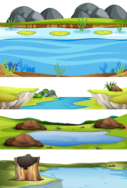 Free Vector | Set of water landscape
