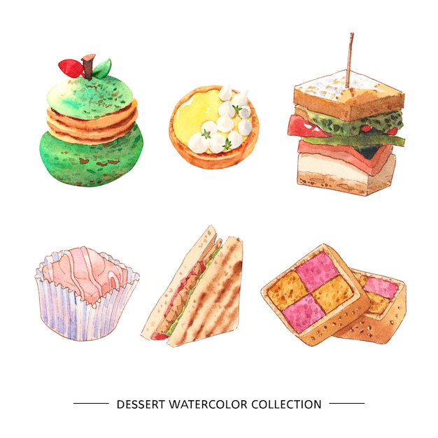 watercolor dessert illustrations free download