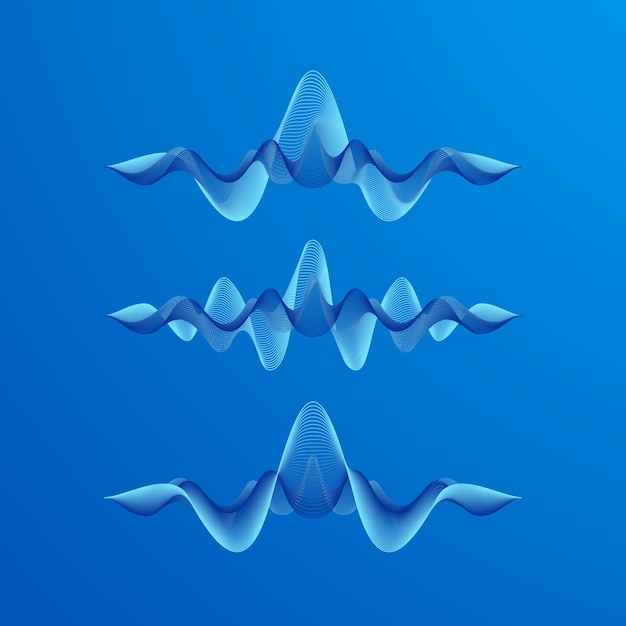 Premium Vector Set Of Waveforms On Blue Background Illustration
