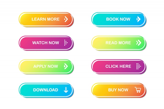 Set of website buttons. Premium Vector