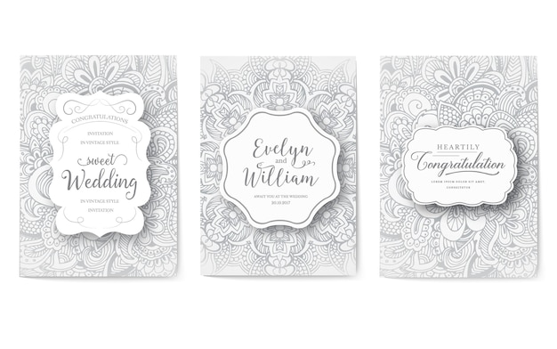 Premium Vector | Set of wedding invitations