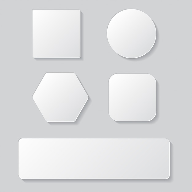 Set of white blank button. round square rounded buttons Vector ...