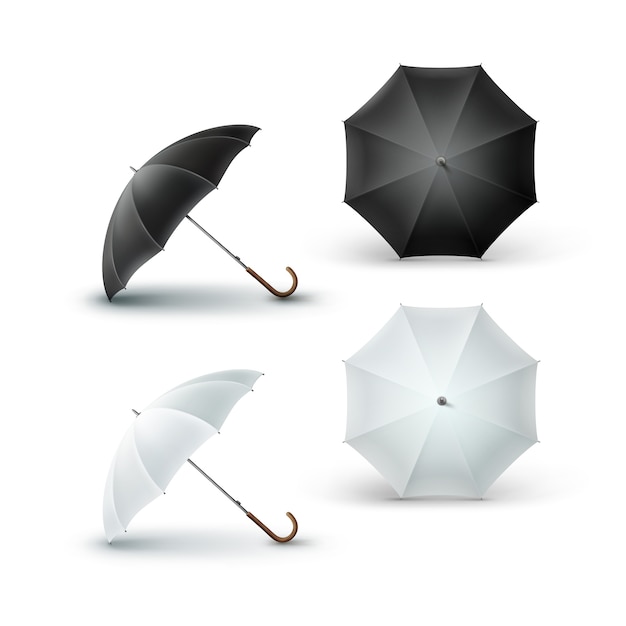 Download Premium Vector | Set of white blank round umbrella parasol ...