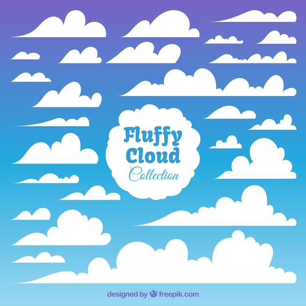 Free Vector | Set of white fluffy clouds