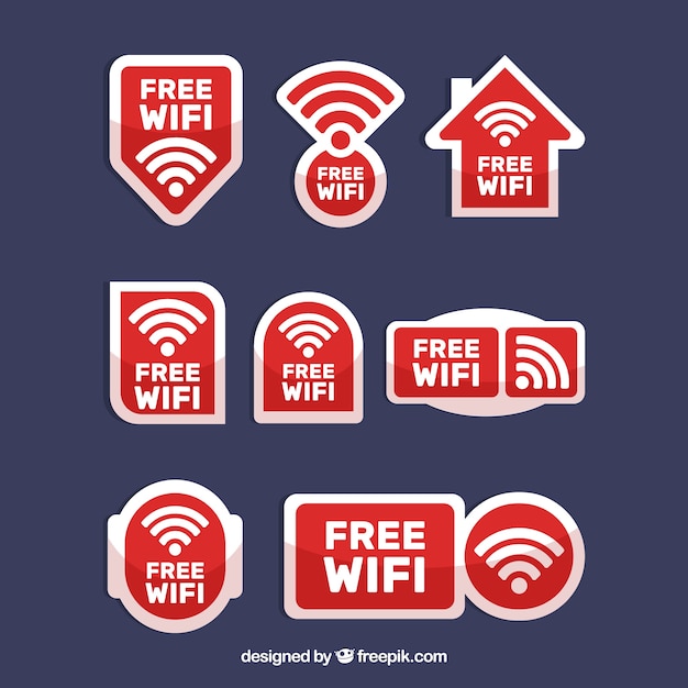 Download Free Set Of White And Red Wifi Stickers Free Vector Use our free logo maker to create a logo and build your brand. Put your logo on business cards, promotional products, or your website for brand visibility.