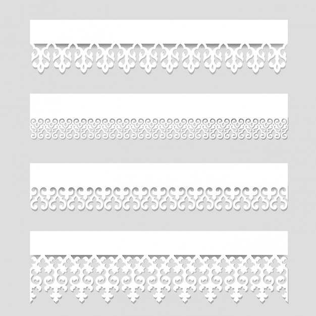 Download Premium Vector | Set of white seamless lace borders with ...