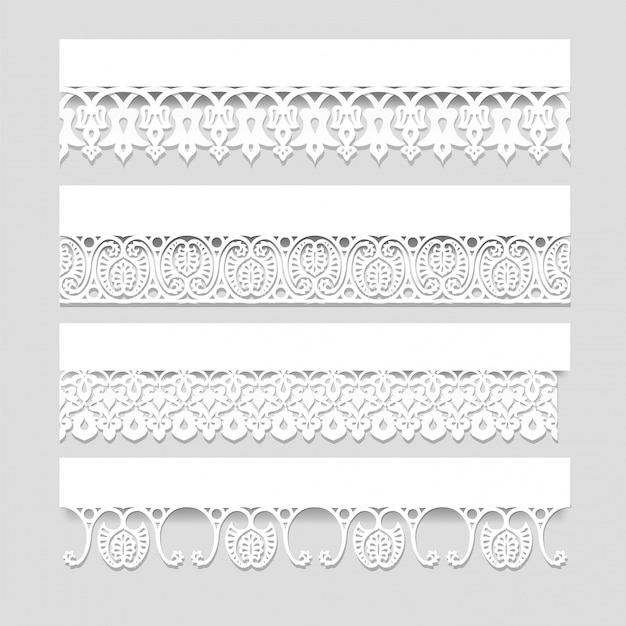 Download Premium Vector | Set of white seamless lace borders with ...