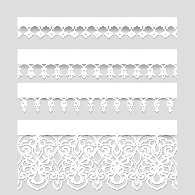 Download Premium Vector | Set of white seamless lace borders with ...