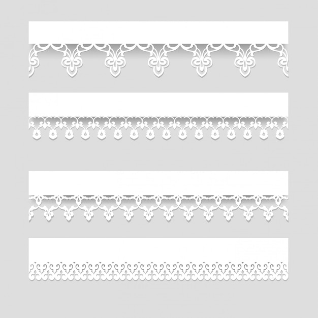 Download Premium Vector | Set of white seamless lace borders with ...