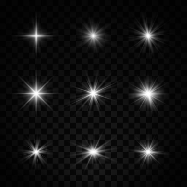 Premium Vector Set Of White Star With Dust And Sparkle Light Effect
