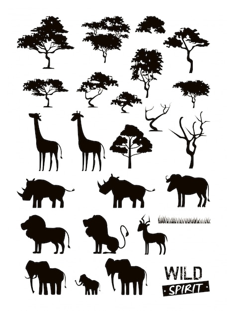 Download Set of wild african animals | Premium Vector