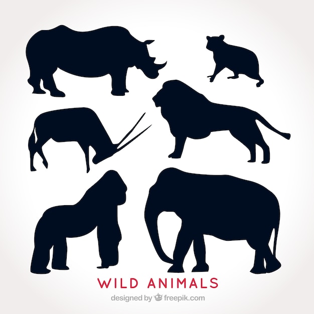 Download Free Vector | Set of wild animal silhouettes