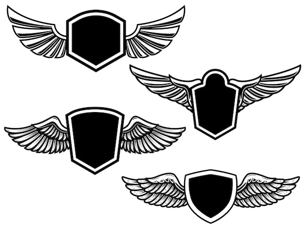 Premium Vector | Set of winged emblems