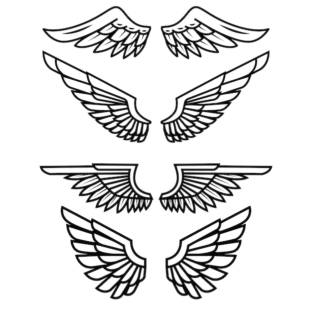 Download Premium Vector | Set of the wings on white background. elements for logo, label, emblem, sign ...