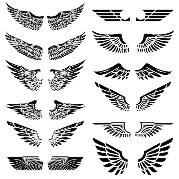 Download Free Set Of The Wings On White Background Elements For Logo Label Use our free logo maker to create a logo and build your brand. Put your logo on business cards, promotional products, or your website for brand visibility.