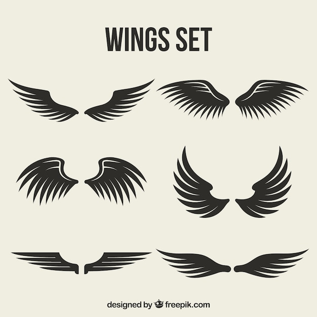 Download Set of wings with different designs Vector | Free Download