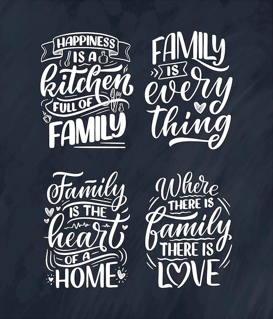 Premium Vector | Set with hand drawn lettering quote in modern ...
