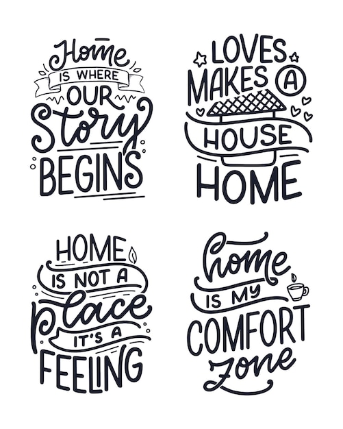 Premium Vector Set With Hand Drawn Lettering Quotes In Modern